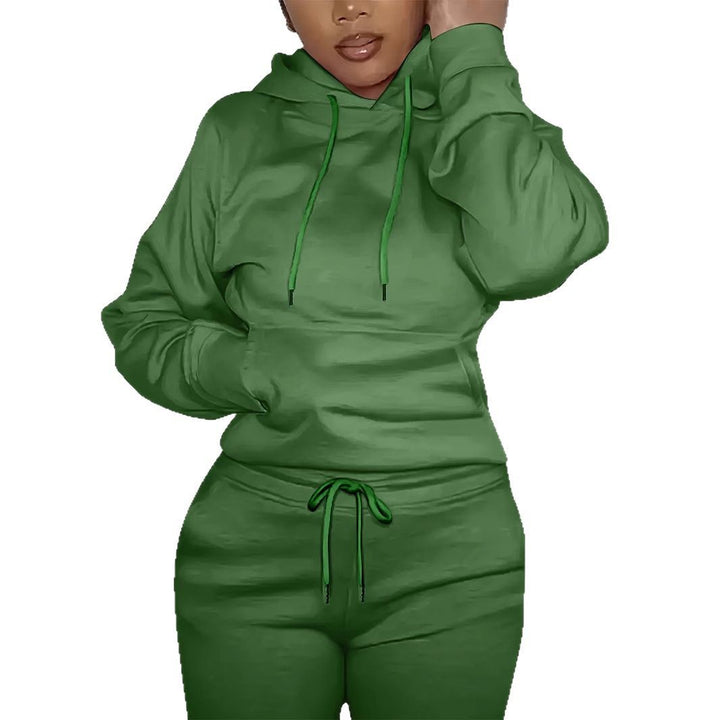 Damen nan figurbetontes Hoodie-und Taillenrock-Set mit Kängurutasche und Tunnelzug Drune