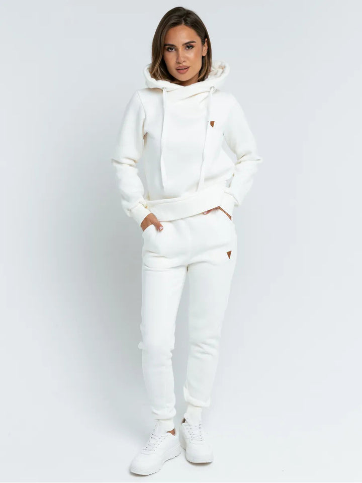 Damen Loungewear-Set mit Schalkragen-Hoodie und taillierter Jogginghose Drune