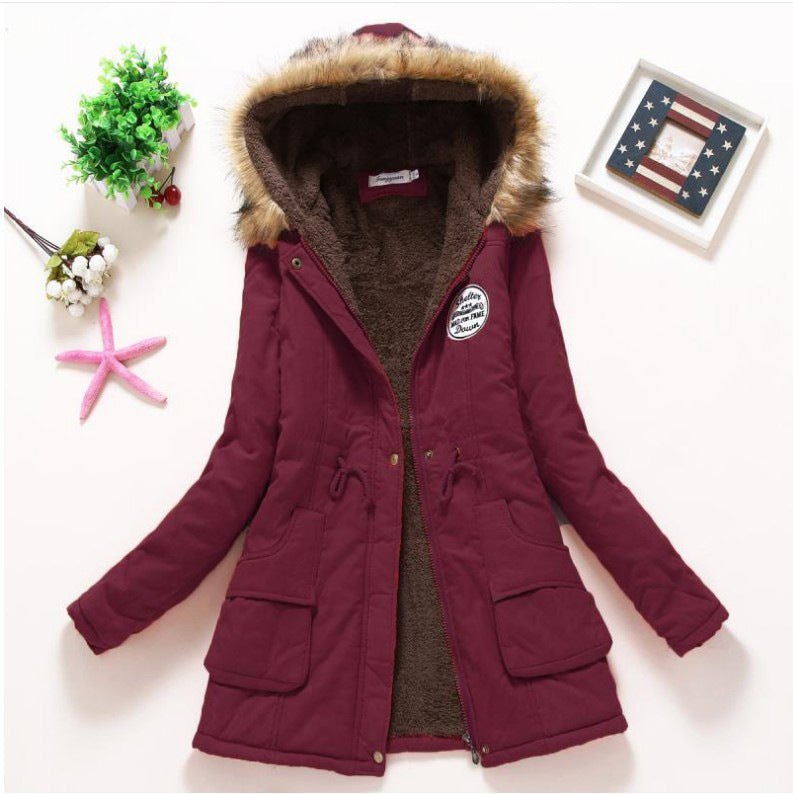Damen nan hochwärmender Winterparka mit Teddy-Innenfutter, Tunnelzug und Kunstfellbesatz Drune