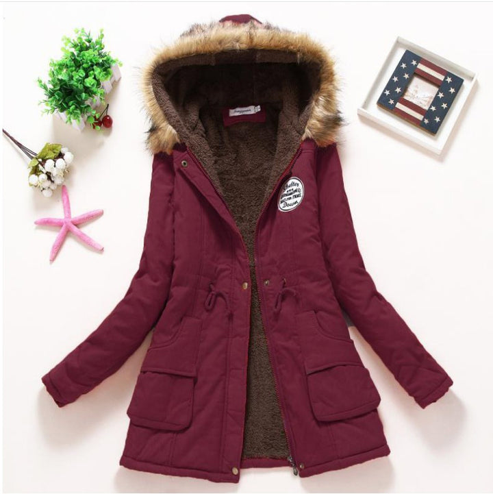 Damen nan hochwärmender Winterparka mit Teddy-Innenfutter, Tunnelzug und Kunstfellbesatz Drune