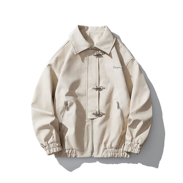 Herren Oversize Veloursjacke mit markanten Metallverschlüssen und Reißverschlusstaschen Drune