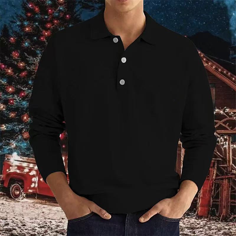 Herren hochwertiges Sweatshirt mit modernem Polo-Kragen und eleganten Knopfdetails Drune