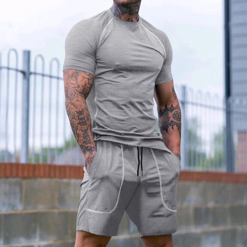 Herren Sportliches Kurzarm-Set aus atmungsaktivem Funktionsmaterial mit elastischem Bund Drune
