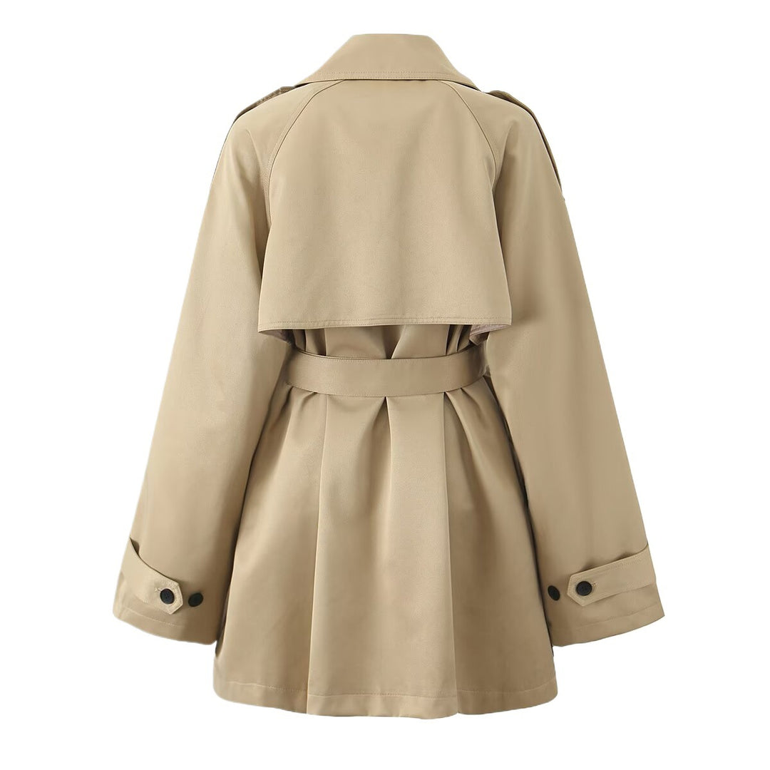 Damen modische Trenchjacke mit Taillengürtel und praktischen Taschen Drune