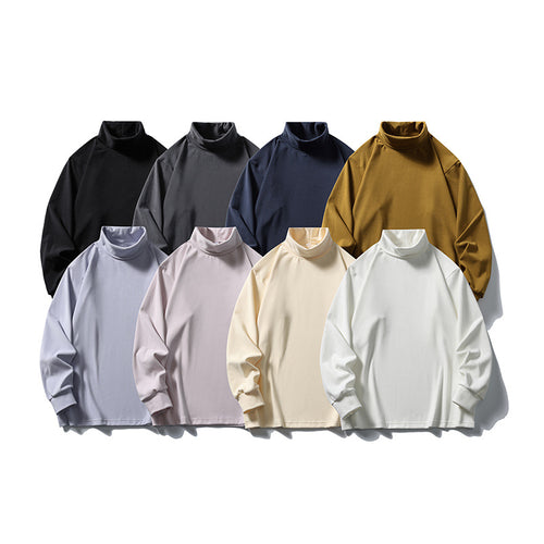 Unisex Oversize-Halbrollkragenpullover aus feinem Jersey mit Raglanärmeln und gerippten Bündchen Drune