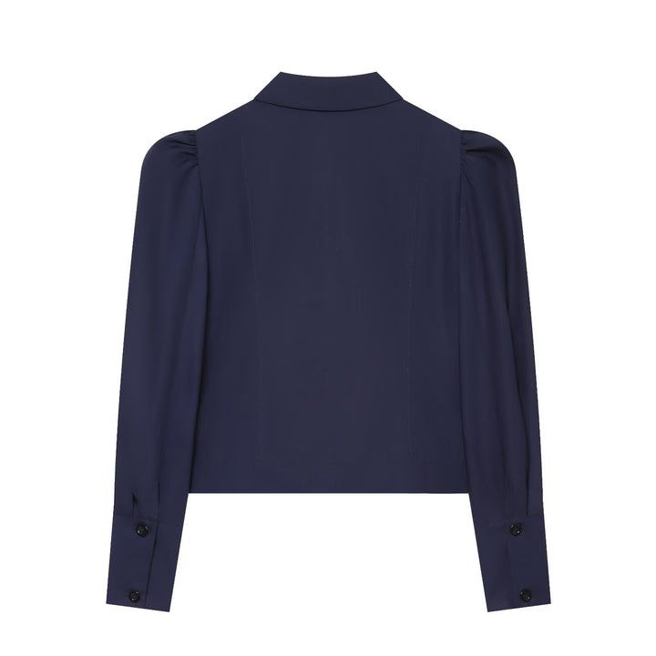 Damen Kurzblazer im Blouson‑Stil mit gerafften Schulterpartien und Knopfleiste Drune