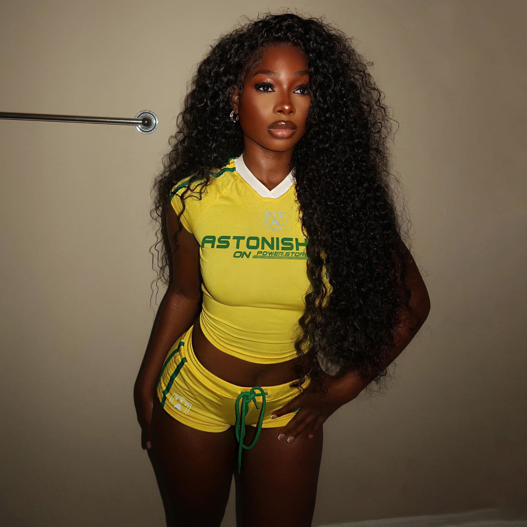 Damen Sportliches Zweiteiliges Set mit kurzem Oberteil und Shorts Drune