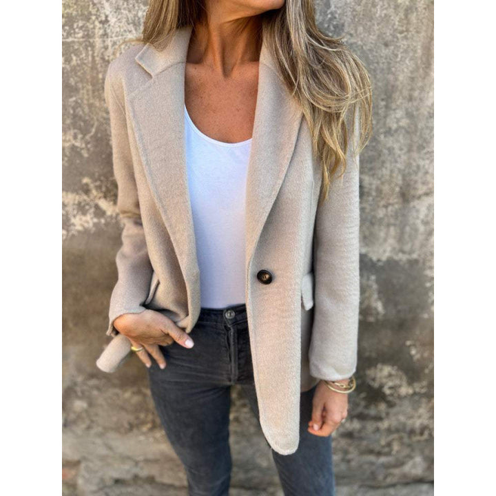Damen Kastenförmiger Kurzmantel im Blazer-Look aus Wollmix mit fallendem Revers Drune