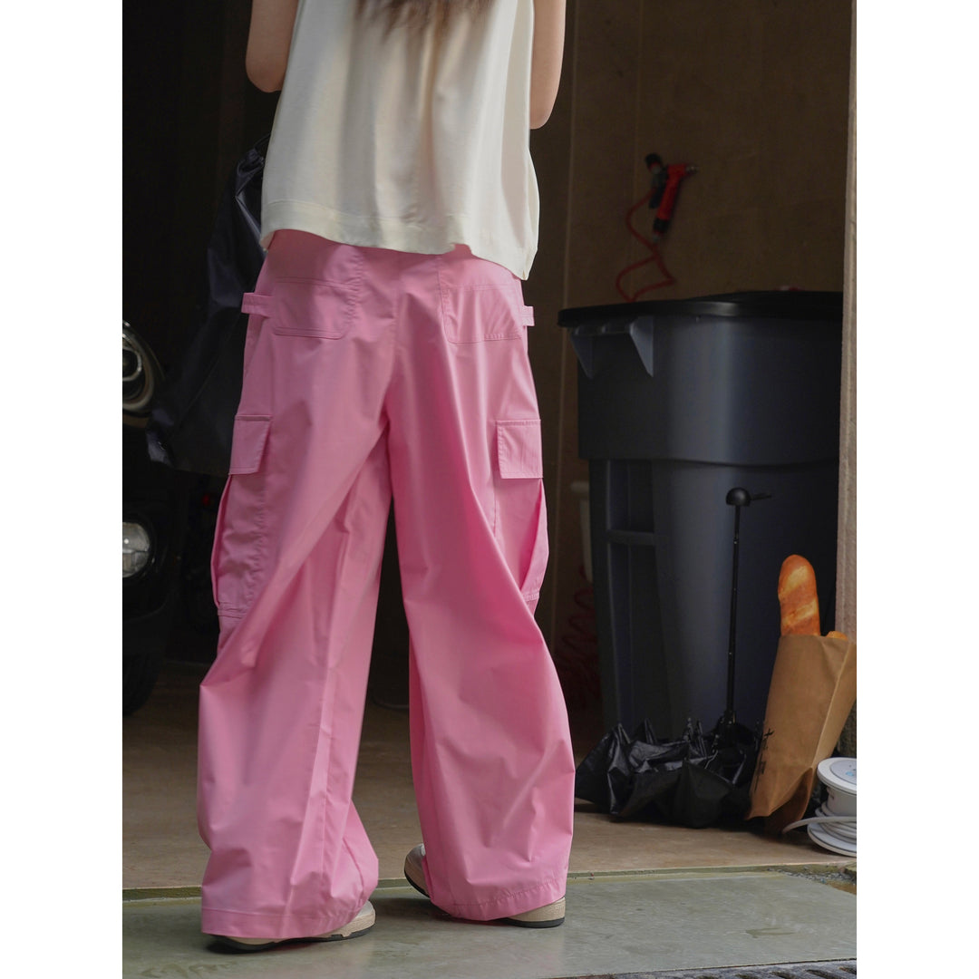 Damen Weite Cargo-Palazzohose mit Tunnelzugbund und Multifachtaschen Drune