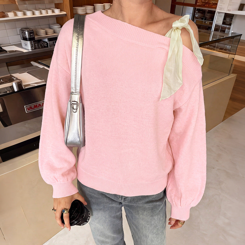 Damen Trendiger Pullover mit Schulterband Drune