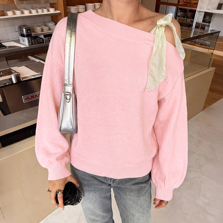 Damen Trendiger Pullover mit Schulterband Drune
