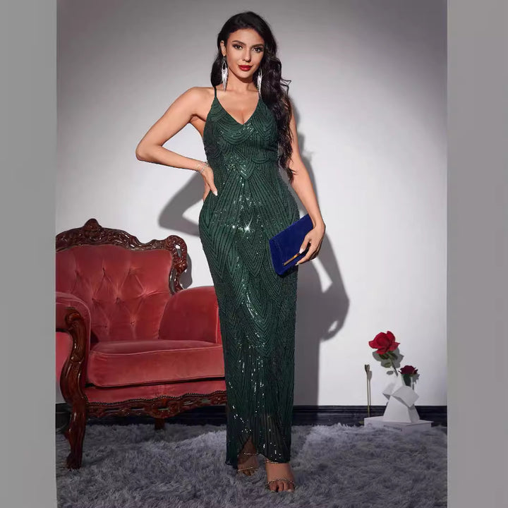 Drune | Feierliche Performance Pailletten Abendkleid