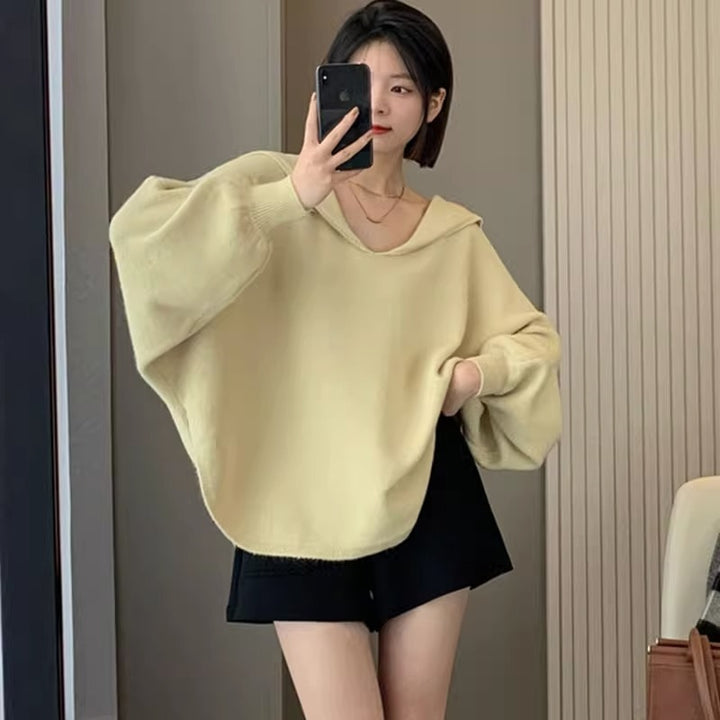 Damen oversized Kapuzenpullover aus hochwertigem Strick Drune
