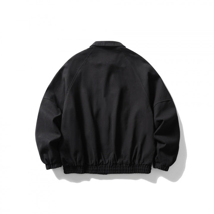 Unisex Kurz geschnittene Boxy-Jacke aus Denim mit Gummizugsaum und Pattentaschen Drune