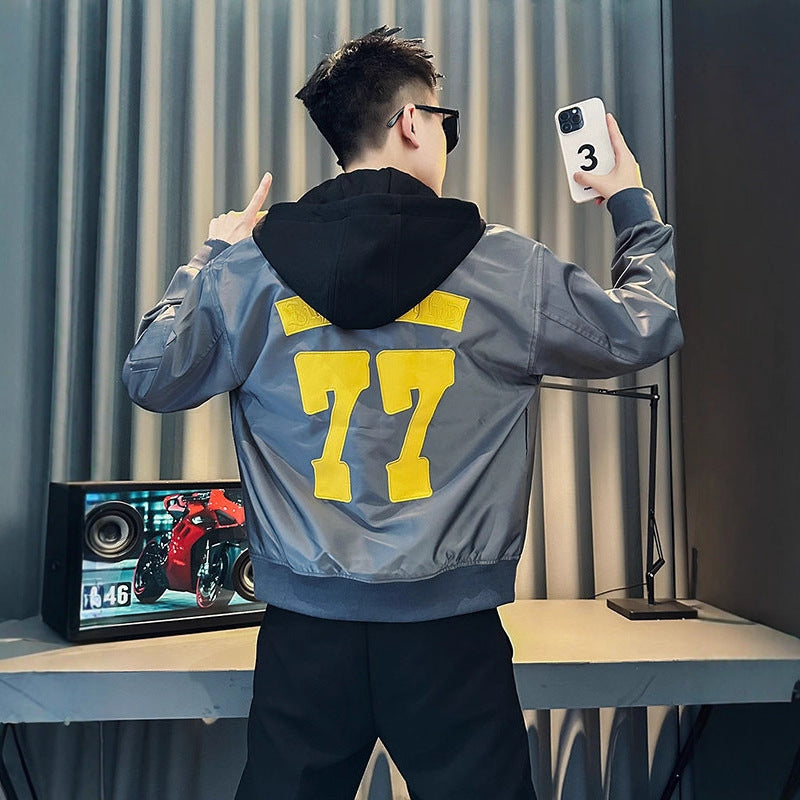 Herren Modische Kapuzenjacke mit buntem Druck Drune