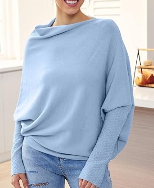 Damen lässiger Oversized Pullover mit Schulterfreies Design Drune
