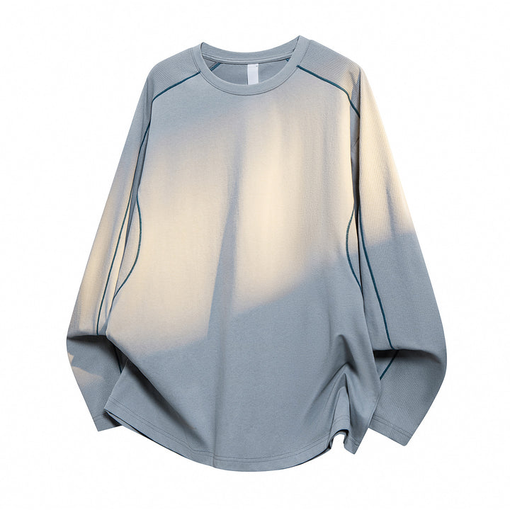 Damen Oversize-Langarmshirt aus Waffel‑ und Jersey‑Mix mit kontrastierenden Flatlocknähten Drune