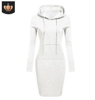 Damen Hoodie-Kleid mit praktischen Taschen und Kapuze Drune