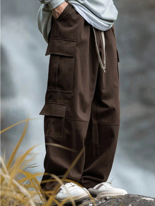 Herren weite Cargo-Hose mit Mehrfachtaschen, Tunnelzug und verstärkten Kniepartien Drune