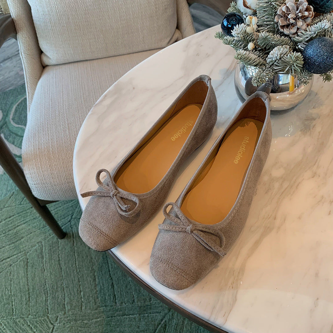 Damen Ballerinas mit charmantem Schleifendetail aus hochwertigem Wildleder Drune