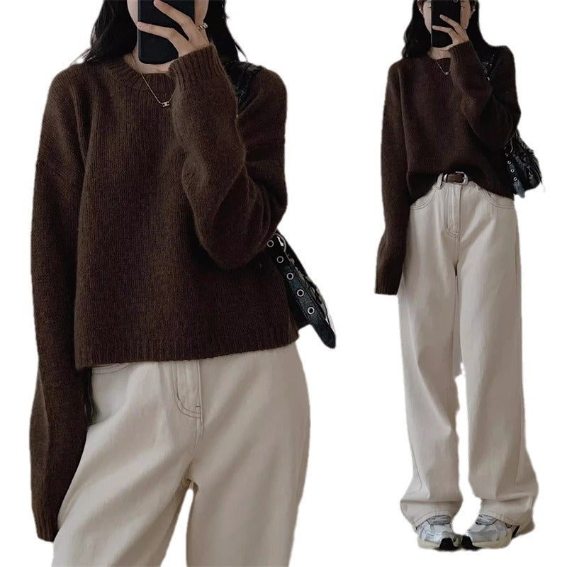 Damen Kuscheliger Strickpullover mit weitem Schnitt und lässigem Style Drune