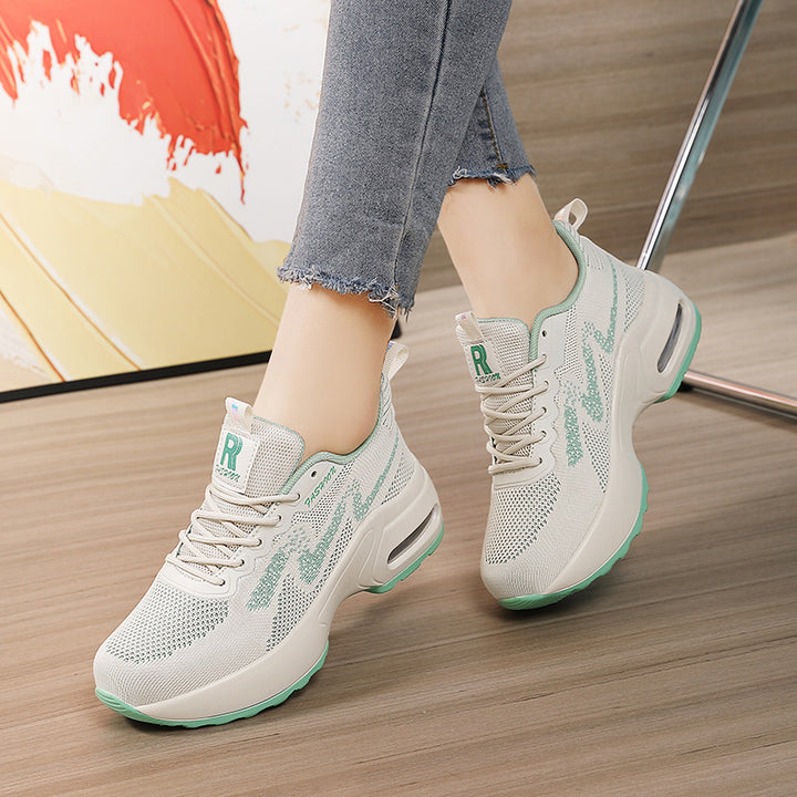 Damen nan modischer Strick-Fitness-Sneaker mit ergonomischer Rocker-Sohle und integrierter Dämpfungskammer Drune