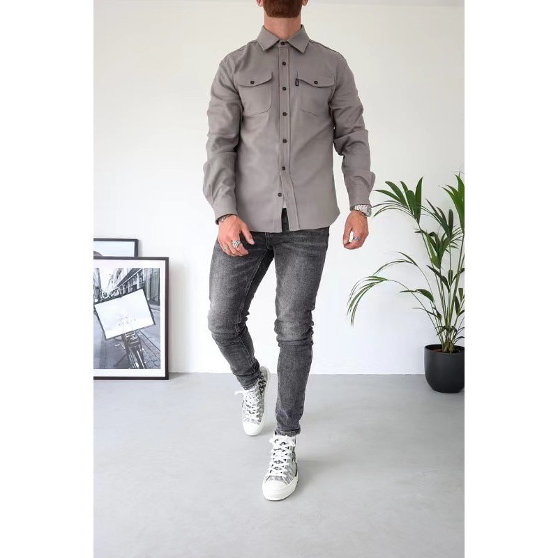 Herren Hemdjacke mit Brusttaschen und taillierter Passform Drune