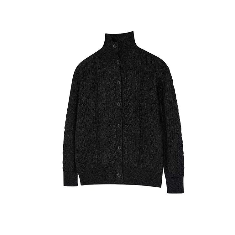 Herren Hochwertiger Strick-Cardigan mit Stehkragen Drune