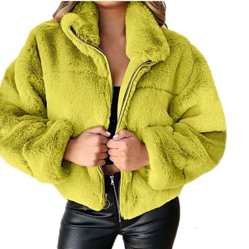 Drune | Damen Oversized Mittelgroße Jacke Kunstfell