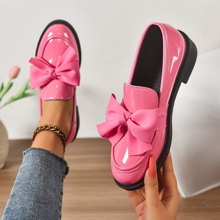 Damen Loafer mit Karo‑Muster und Schleifenapplikation Drune
