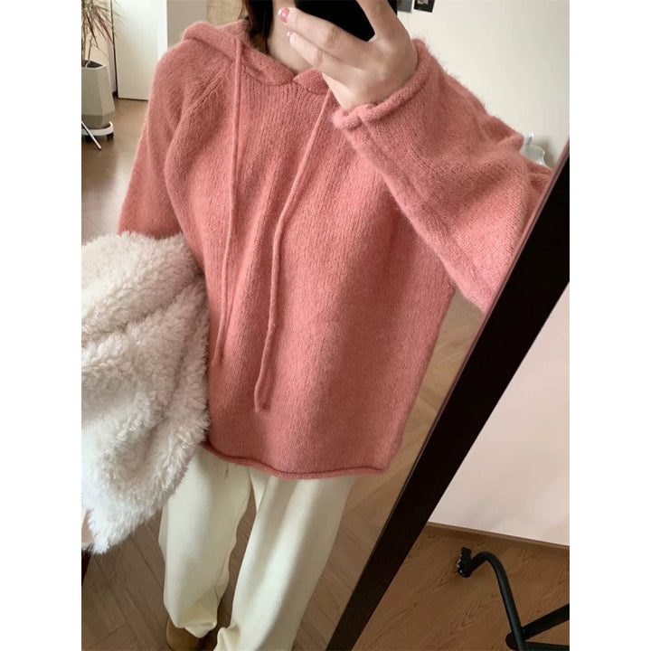 Damen gemütlicher Hoodie aus weichem Fleece-Material mit Kängurutasche Drune