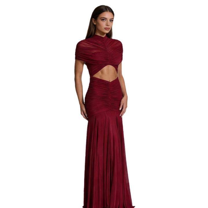 Damen Figuriertes Abendkleid mit raffiniertem Cut-Out-Design und drapiertem Oberteil Drune