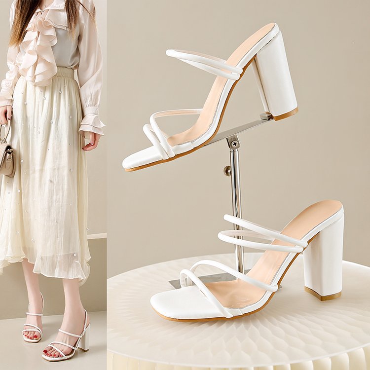 Damen offene High-Heel-Pantoletten mit modischem Riemchen-Design Drune