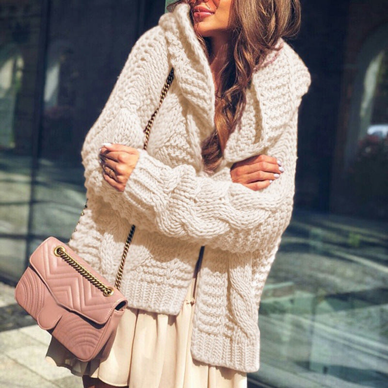 Damen Grober Strickcardigan mit asymmetrischem Schnitt und oversized Ärmeln Drune