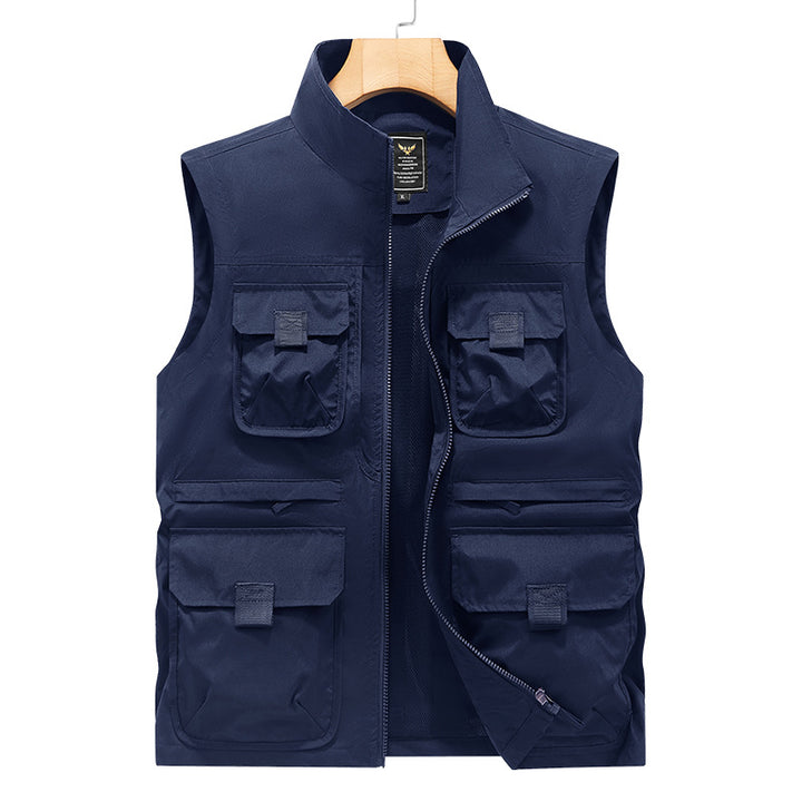 Herren Outdoor-Multitaschenweste mit Schnellzugriffstaschen und Stehkragen Drune
