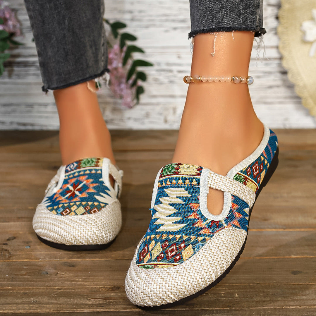 Damen komfortable und modische Clogs mit buntem Jacquard-Muster Drune