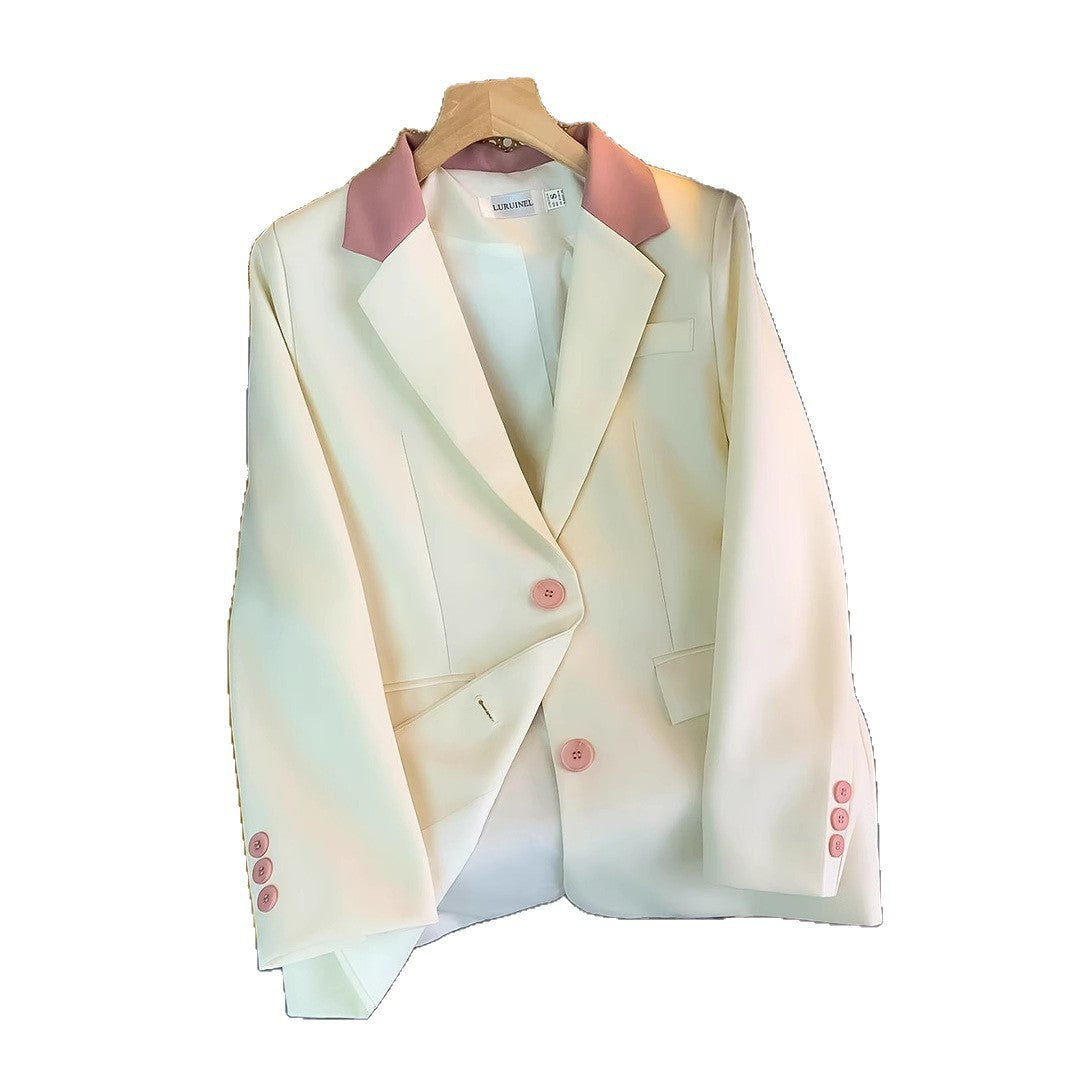 Damen modischer Blazer mit elegantem Kragen und besonderen Knopfdetails Drune
