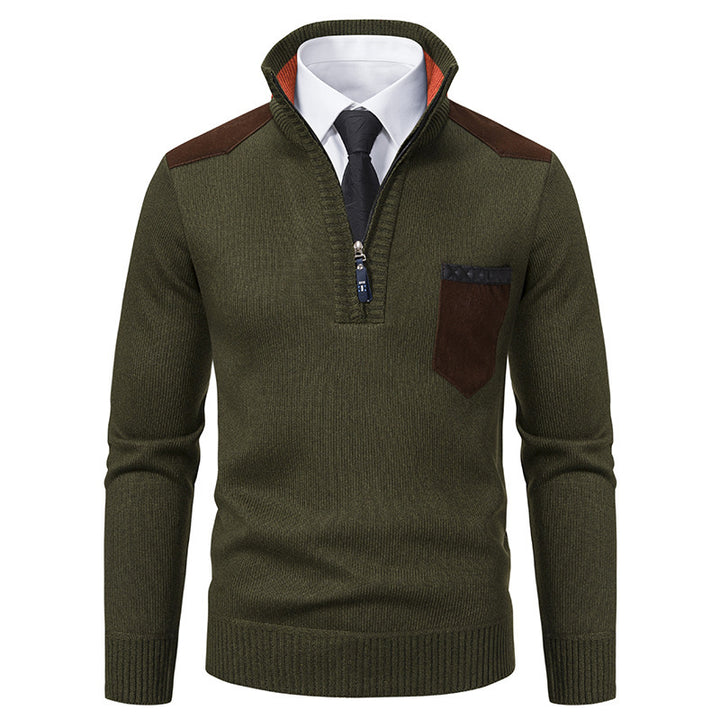 Herren modischer Pullover mit Stehkragen und praktischem Reißverschluss Drune
