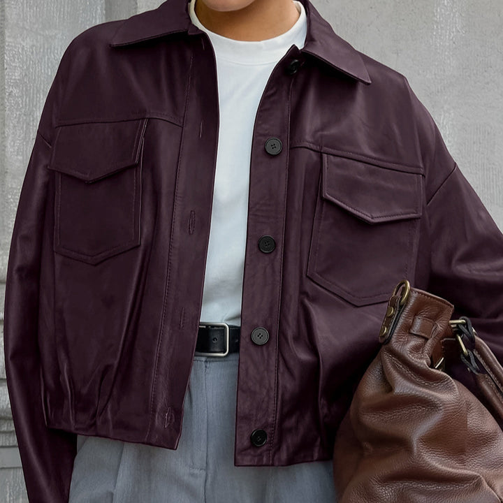 Damen Kunstlederjacke mit praktischen Taschen und modernem Schnitt Drune