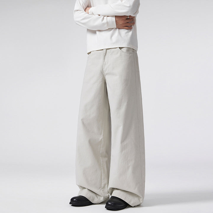 Damen Hochgeschnittene Extraweite Palazzo-Hose aus Baumwoll‑Twill mit bodenlanger Silhouette Drune