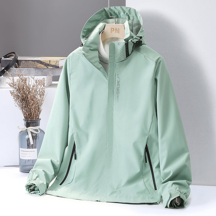 Herren Leichte wasserabweisende Kapuzen‑Shelljacke mit winddichter Membran und verdecktem Reißverschluss Drune