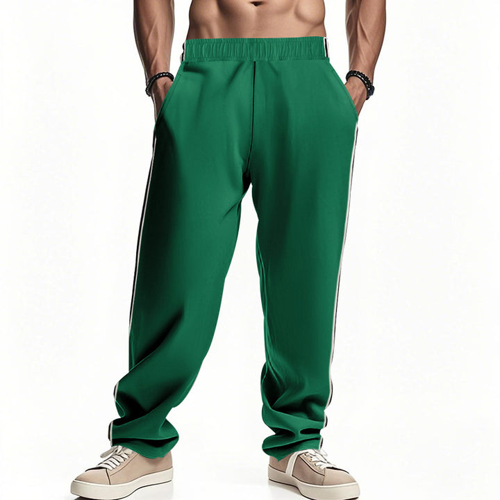Herren nan lockere Sweat-Jogginghose mit elastischem Bund, seitlichen Doppelstreifen und weichem Baumwollmix Drune