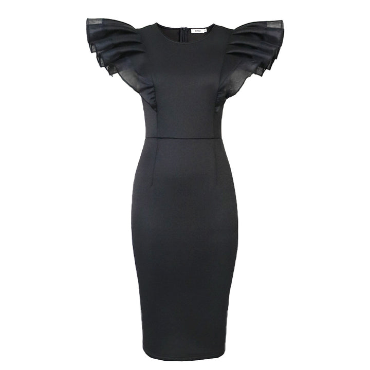 Damen Elegantes Etuikleid mit Rüschenärmel Drune