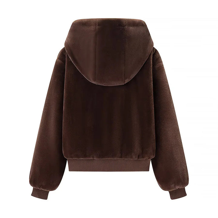 Damen nan wattierte Kapuzenjacke mit kuscheligem Teddyfutter, Reißverschluss und breitem Rippbund Drune