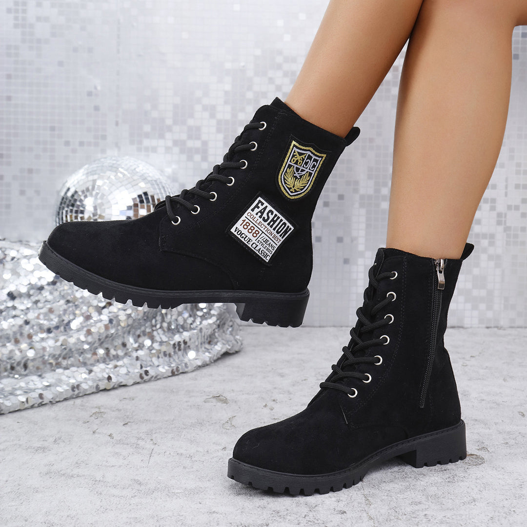 Damen Schnürstiefeletten mit modischem Patch-Design Drune