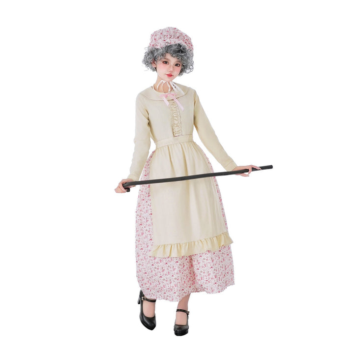 Damen Vintage-Älteren Kostüm mit Blumenmuster und Rüschendetails Drune
