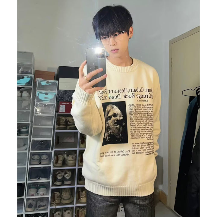 Herren Lässiger Oversized Pullover mit grafischem Print Drune