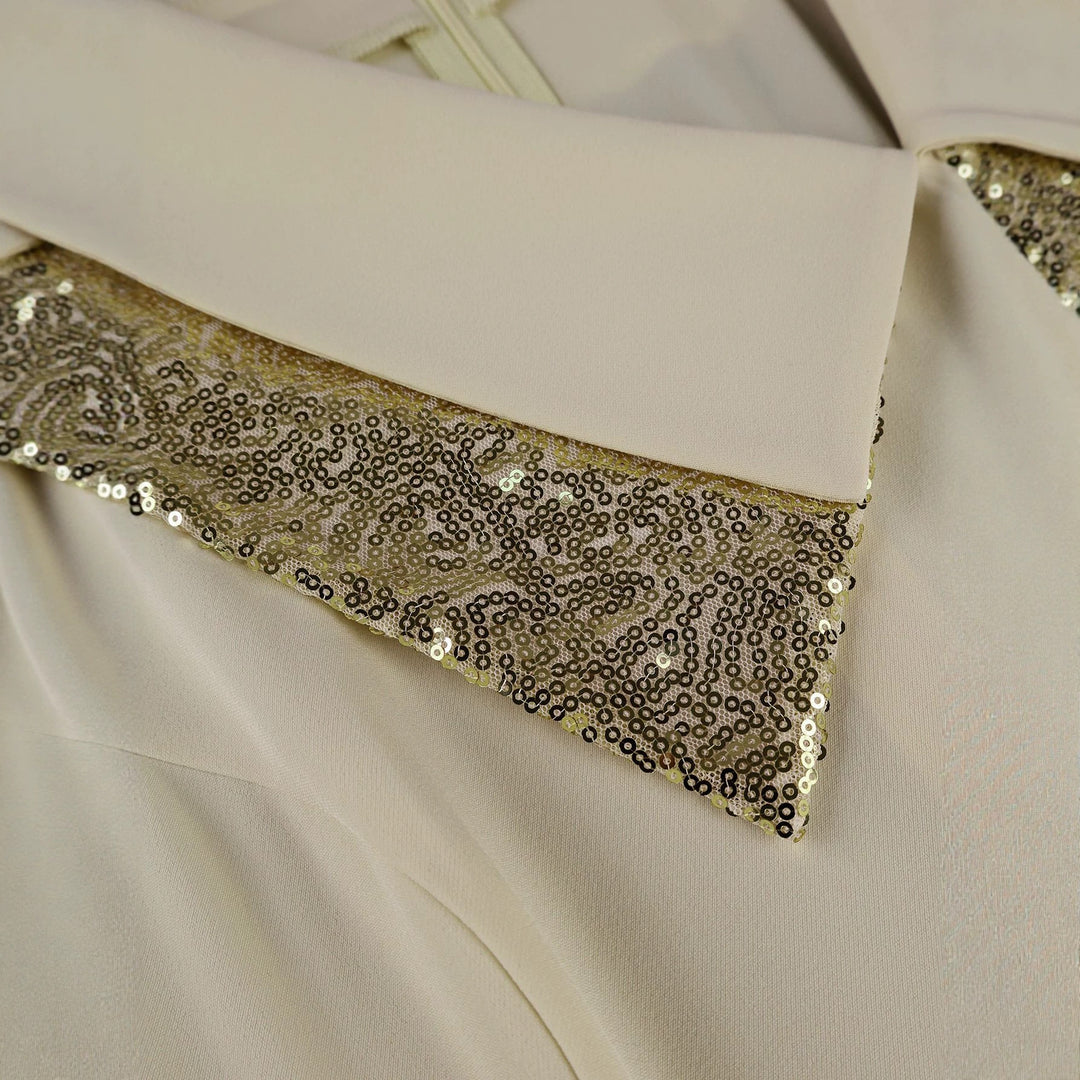 Damen Elegantes Kleid mit glamourösem Paillettenkragen Drune