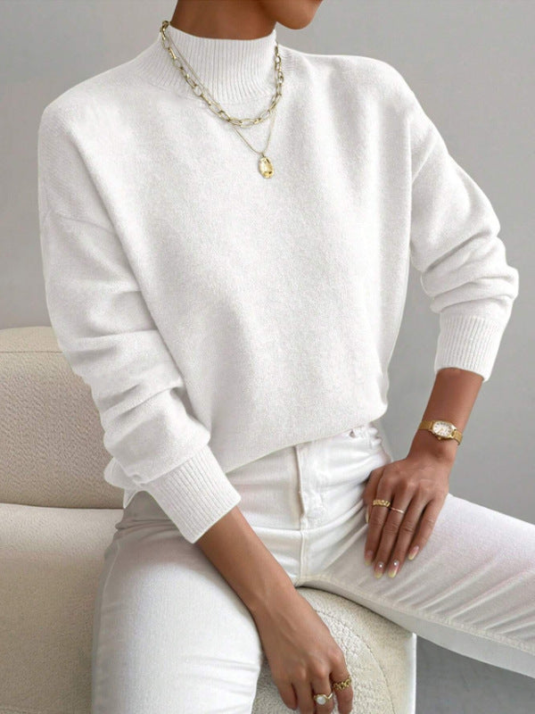 Damen Pullover mit hohem Kragen und weichem Material Drune