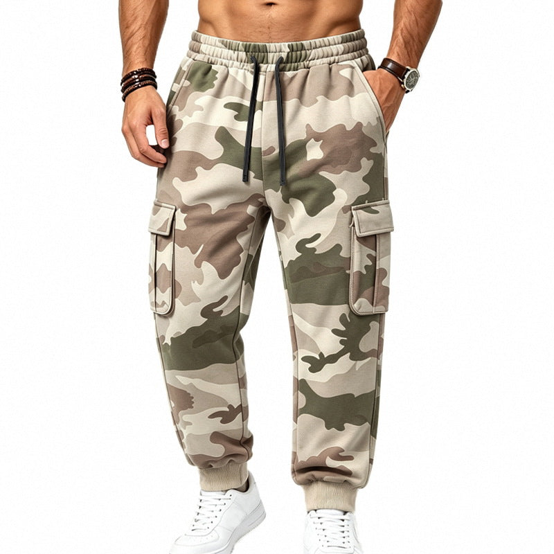 Herren Cargohose im Jogger-Stil mit elastischem Bund, Kordelzug und Mehrfachtaschen Drune